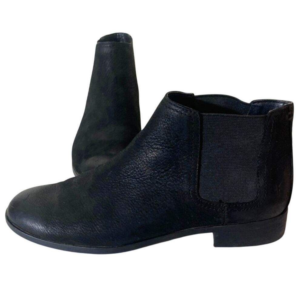 Frye Mallory Nubuck Leather Chelsea Booties Boots Size 7.5 M Black Pull On